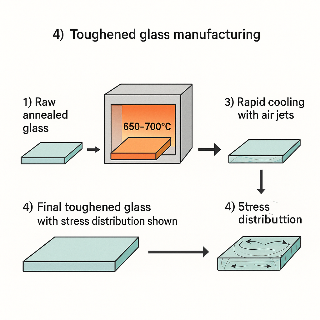 Manufacturing process of toughened glass