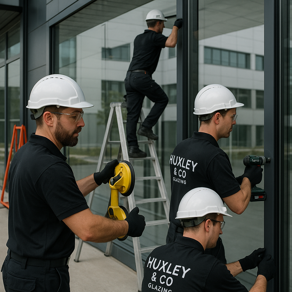 Professional Huxley & Co glazing team at work