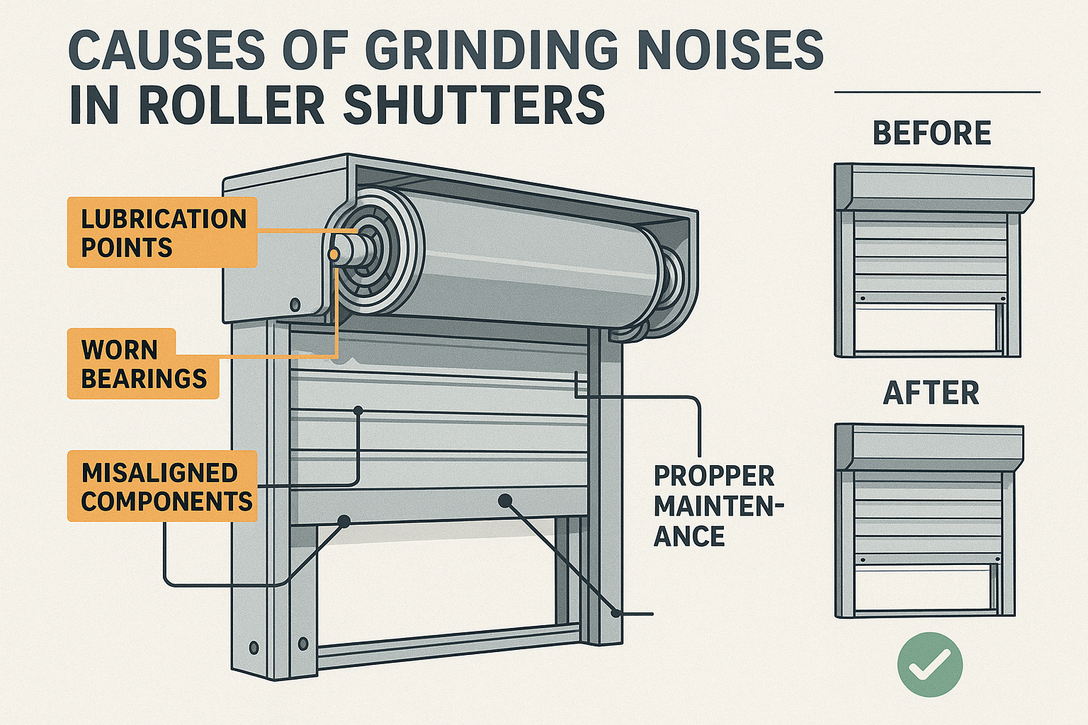 Causes of grinding noises in roller shutters