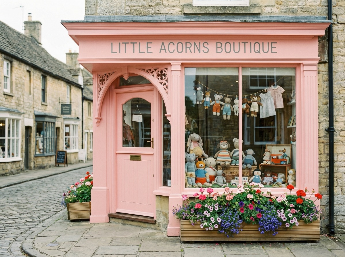 Dark green painted timber shopfront for delicatessen