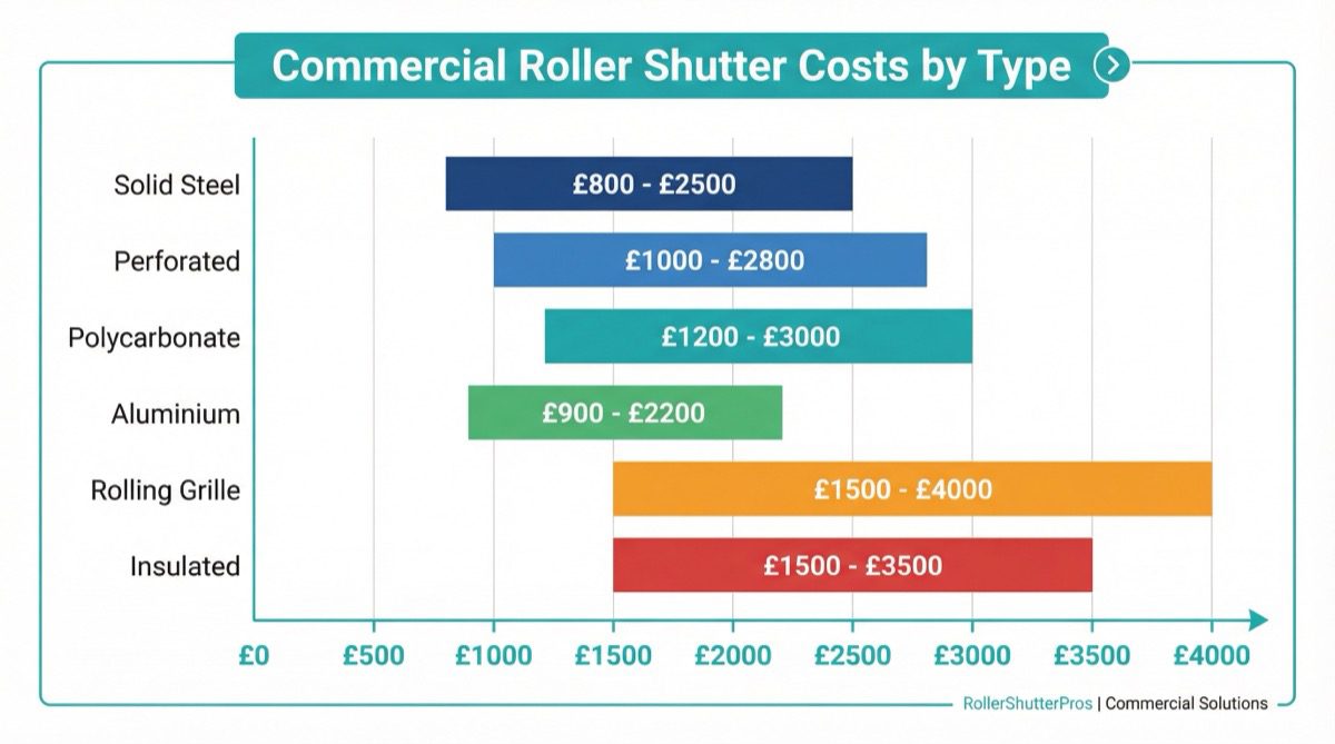 Commercial roller shutter costs by type